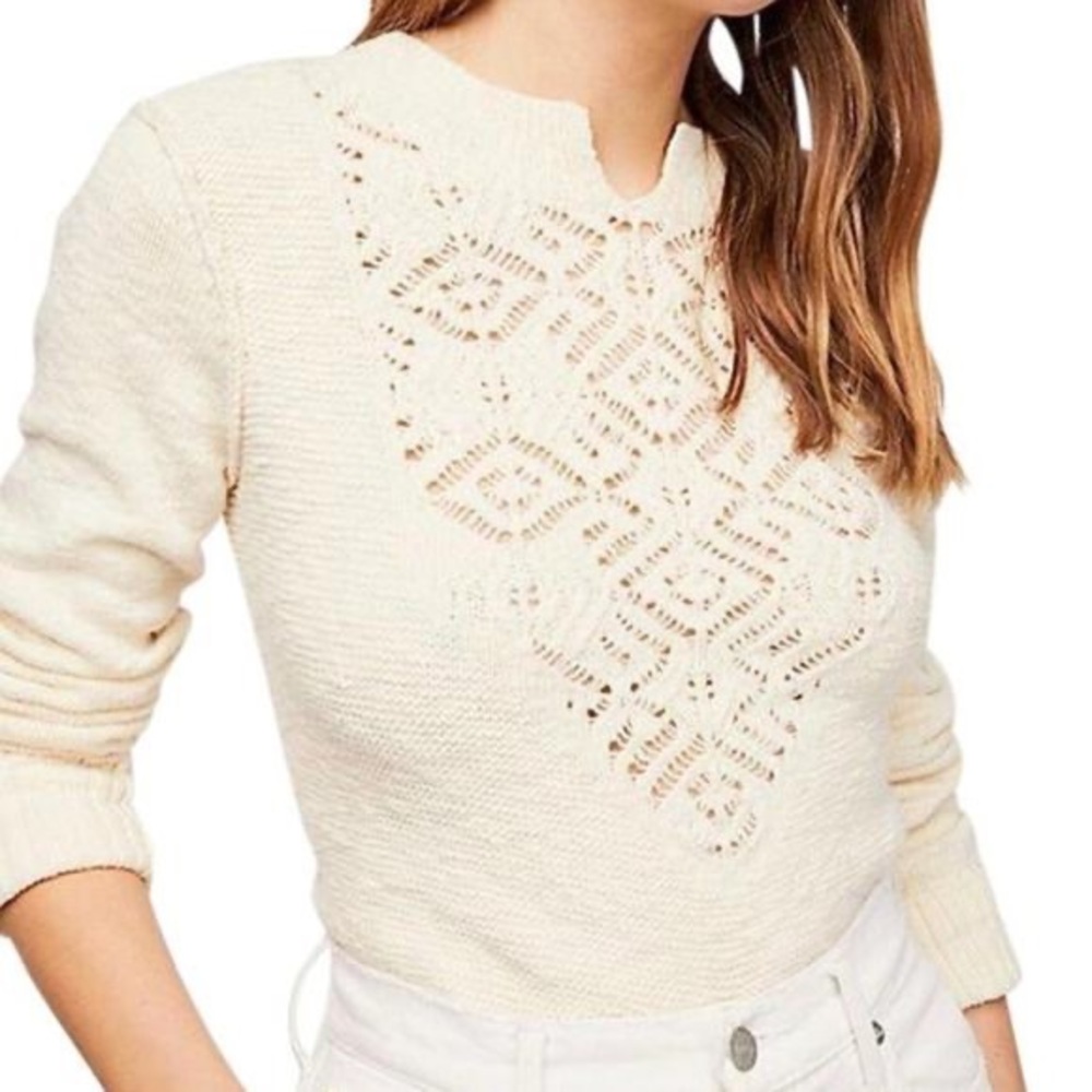 Free People Frosted Lace Sweater | XS